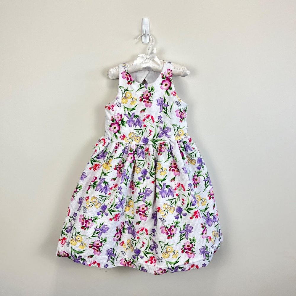 Janie & Jack Girls White Floral Dress 5T